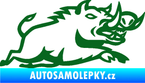 Samolepka Divoké prase 004 pravá tmavě zelená