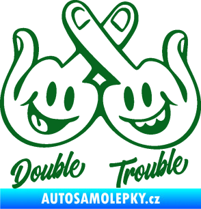 Samolepka Double trouble smajlíci f*ck tmavě zelená