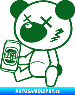 Samolepka Drunk bear 001 levá medvěd s plechovkou tmavě zelená