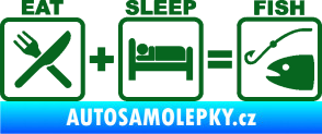 Samolepka Eat sleep fish tmavě zelená