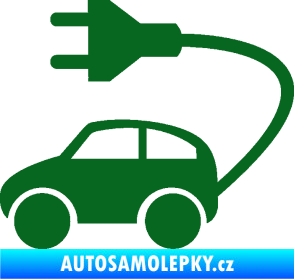 Samolepka Elektro auto 002 levá symbol zásuvka tmavě zelená