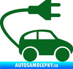Samolepka Elektro auto 002 pravá symbol zásuvka tmavě zelená