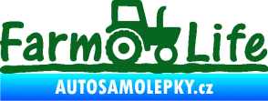 Samolepka Farm life nápis s traktorem tmavě zelená