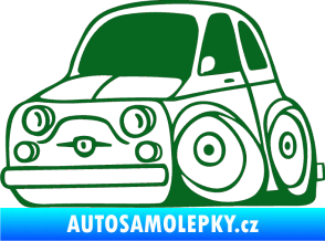 Samolepka Fiat 500 karikatura levá tmavě zelená