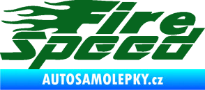 Samolepka Fire speed nápis s plameny tmavě zelená