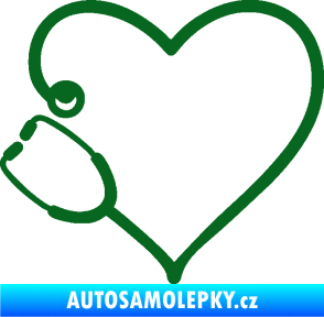 Samolepka Fonendoskop 002 levá  zdravotní sestřička tmavě zelená