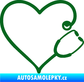 Samolepka Fonendoskop 002 pravá  zdravotní sestřička tmavě zelená