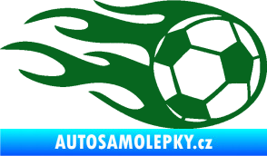 Samolepka Fotbalový míč 004 pravá v plamenech tmavě zelená