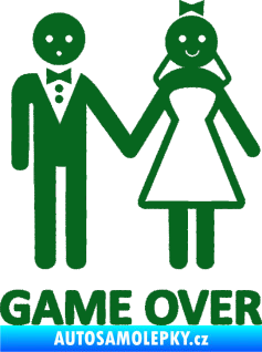 Samolepka Game over varianta svatba tmavě zelená