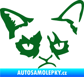 Samolepka Grumpy cat 001 pravá tmavě zelená