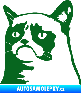 Samolepka Grumpy cat 002 levá tmavě zelená