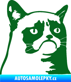 Samolepka Grumpy cat 002 pravá tmavě zelená