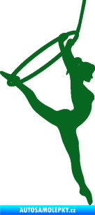Samolepka Gymnastka 004 pravá cvičení s kruhem tmavě zelená