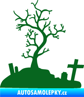 Samolepka Halloween 019 levá hřbitov tmavě zelená