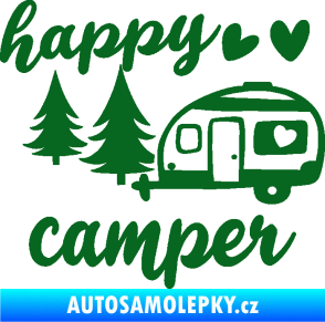Samolepka Happy camper levá cestování tmavě zelená