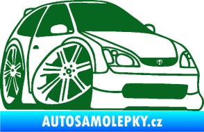 Samolepka Honda Civic karikatura pravá tmavě zelená