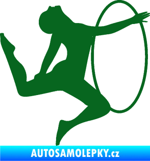 Samolepka Hula Hop 002 pravá gymnastka s obručí tmavě zelená