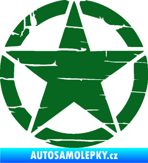Samolepka Hvězda army 008 narušená tmavě zelená