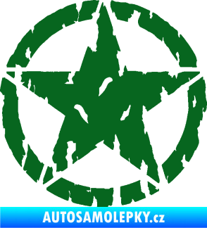Samolepka Hvězda Army 010 potrhaná tmavě zelená