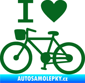 Samolepka I love cycling levá tmavě zelená