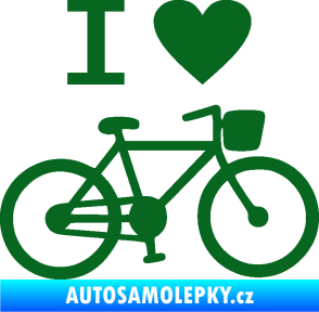 Samolepka I love cycling pravá tmavě zelená