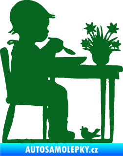 Samolepka Interiér 001 levá dítě u stolečku tmavě zelená