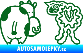 Samolepka JDM kravička a ovečka 001 levá tmavě zelená