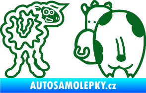 Samolepka JDM kravička a ovečka 001 pravá tmavě zelená