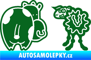 Samolepka JDM kravička a ovečka 002 levá tmavě zelená