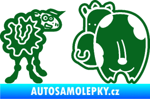 Samolepka JDM kravička a ovečka 002 pravá tmavě zelená