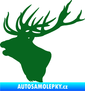 Samolepka Jelen 001 levá silueta hlavy tmavě zelená
