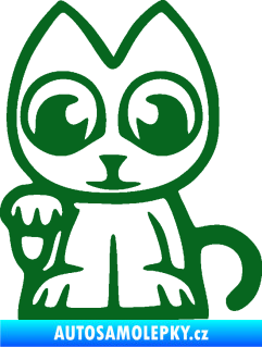 Samolepka Kočička lucky cat JDM levá tmavě zelená