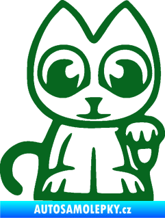 Samolepka Kočička lucky cat JDM pravá tmavě zelená
