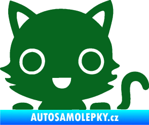 Samolepka Kočka 014 pravá kočka v autě tmavě zelená