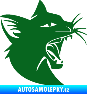 Samolepka Kočka 029  pravá rozzuřená tmavě zelená