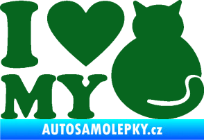 Samolepka Kočka 033 I love my cat tmavě zelená