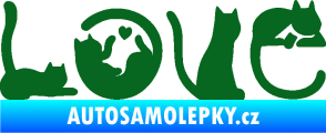 Samolepka Kočky love tmavě zelená
