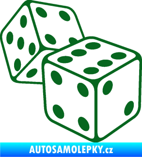 Samolepka Kostky 003 pravá hrací kostky tmavě zelená