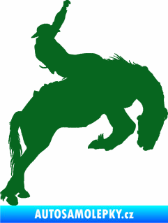Samolepka Kovboj 001 pravá rodeo na koni tmavě zelená