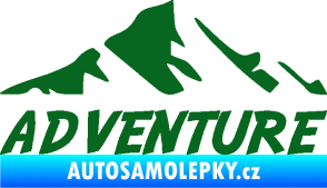 Samolepka Krajina hory 040 turistika, nápis Adventure tmavě zelená