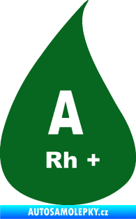 Samolepka Krevní skupina A Rh+ kapka tmavě zelená