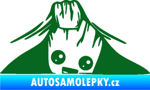 Samolepka Kuk 007 pravá Groot vykukuje tmavě zelená