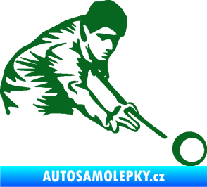 Samolepka Kulečník 001 pravá hráč s tágem tmavě zelená
