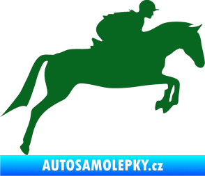 Samolepka Kůň 020 pravá skok s jezdcem tmavě zelená
