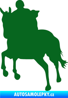 Samolepka Kůň 021 levá s jezdcem tmavě zelená