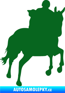 Samolepka Kůň 021 pravá s jezdcem tmavě zelená
