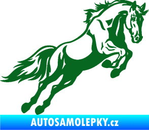 Samolepka Kůň 050 pravá ve skoku tmavě zelená