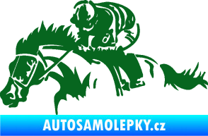 Samolepka Kůň 075 levá závod s jezdcem, dostihy tmavě zelená