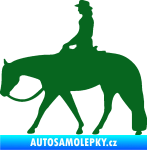 Samolepka Kůň 082 levá kovbojka na koni tmavě zelená