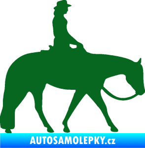 Samolepka Kůň 082 pravá kovbojka na koni tmavě zelená